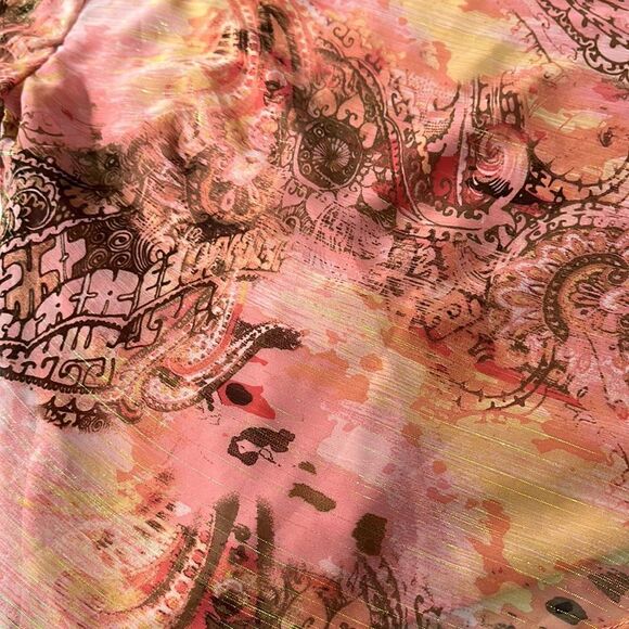 R & M Richards Pink and Brown Paisley Blouse - Picture 3 of 13